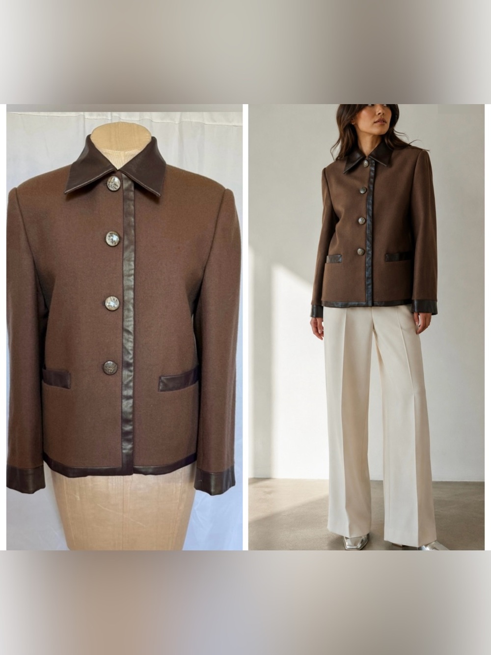 VTG Brown VEGAN Leather Tailored Blazer
